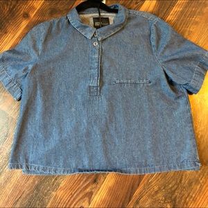 Jean cropped collared shirt